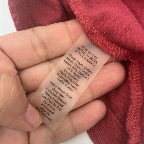 Soft Surroundings Small Natalia Tunic Red Embroidered Asymmetrical Hem #2AB14 - Picture 9 of 10